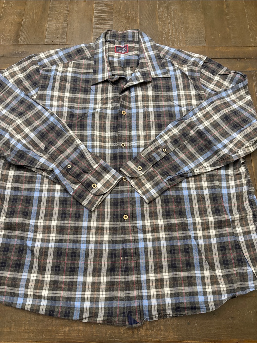 Men's Un Tuckit Plaid Button-Up Shirt - Brown/Blue